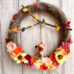 完全手作り】フェルトの華やかお雛様リース 中colorful リース