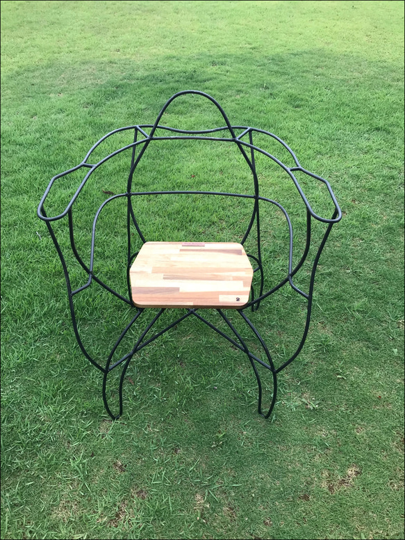 【マルコウ】　アイアン　チェアー　椅子　丸鋼　鉄　アート　ガーデンチェアー 6枚目の画像