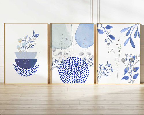 アートポスター 北欧風 ボタニカル シンプルモダン 花 青 おしゃれ