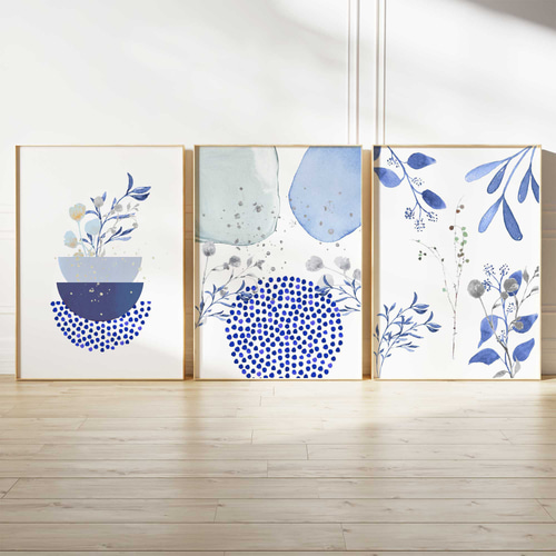 アートポスター 北欧風 ボタニカル シンプルモダン 花 青 おしゃれ