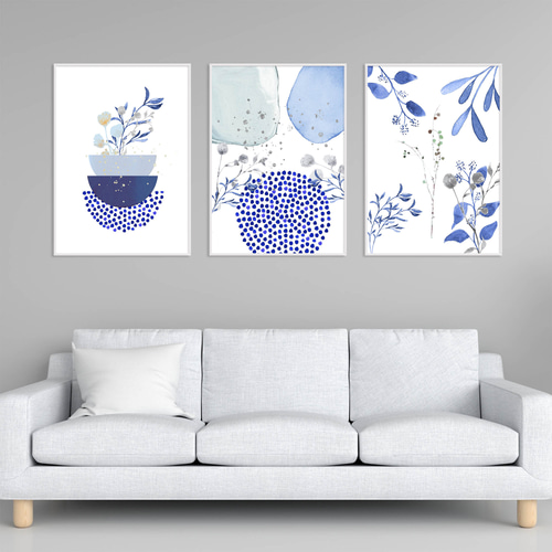 アートポスター 北欧風 ボタニカル シンプルモダン 花 青 おしゃれ