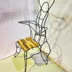 【マルコウ】　アイアン　チェアー　椅子　丸鋼　鉄　アート　ガーデンチェアー 4枚目の画像