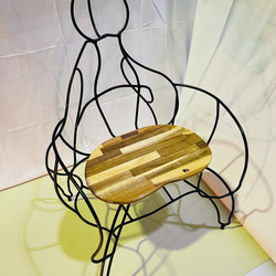 【マルコウ】　アイアン　チェアー　椅子　丸鋼　鉄　アート　ガーデンチェアー 2枚目の画像