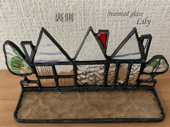 ステンドグラス 「とんがり屋根のご近所さん」⭐︎新色　ハウス　お家 4枚目の画像