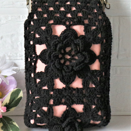 スマホポシェット　サーキュレーター　薔薇　手描き　トールペイント スマホポシェット 薔薇 手描き トールペイント スマホポシェット