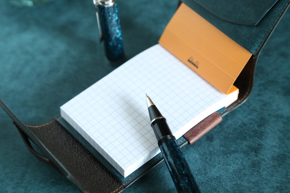 ロディア　No.11 カバー　logica(ロジカ)  ペトロリオ　【イタリアンレザー プエブロ】 3枚目の画像