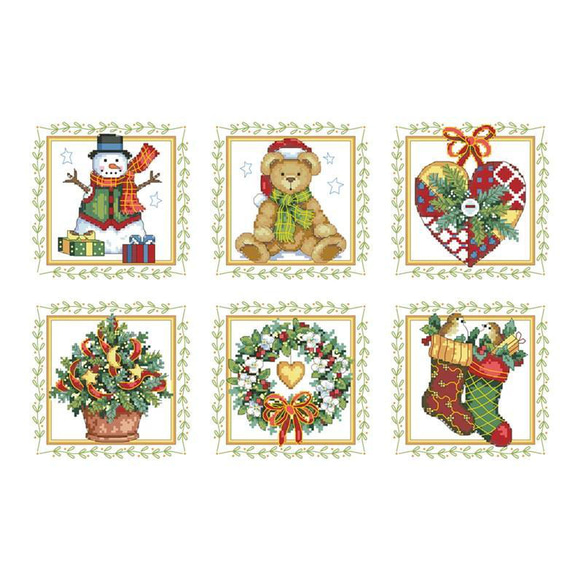 送料無料】☆クリスマスオーナメント 14ct☆クロスステッチ刺繍