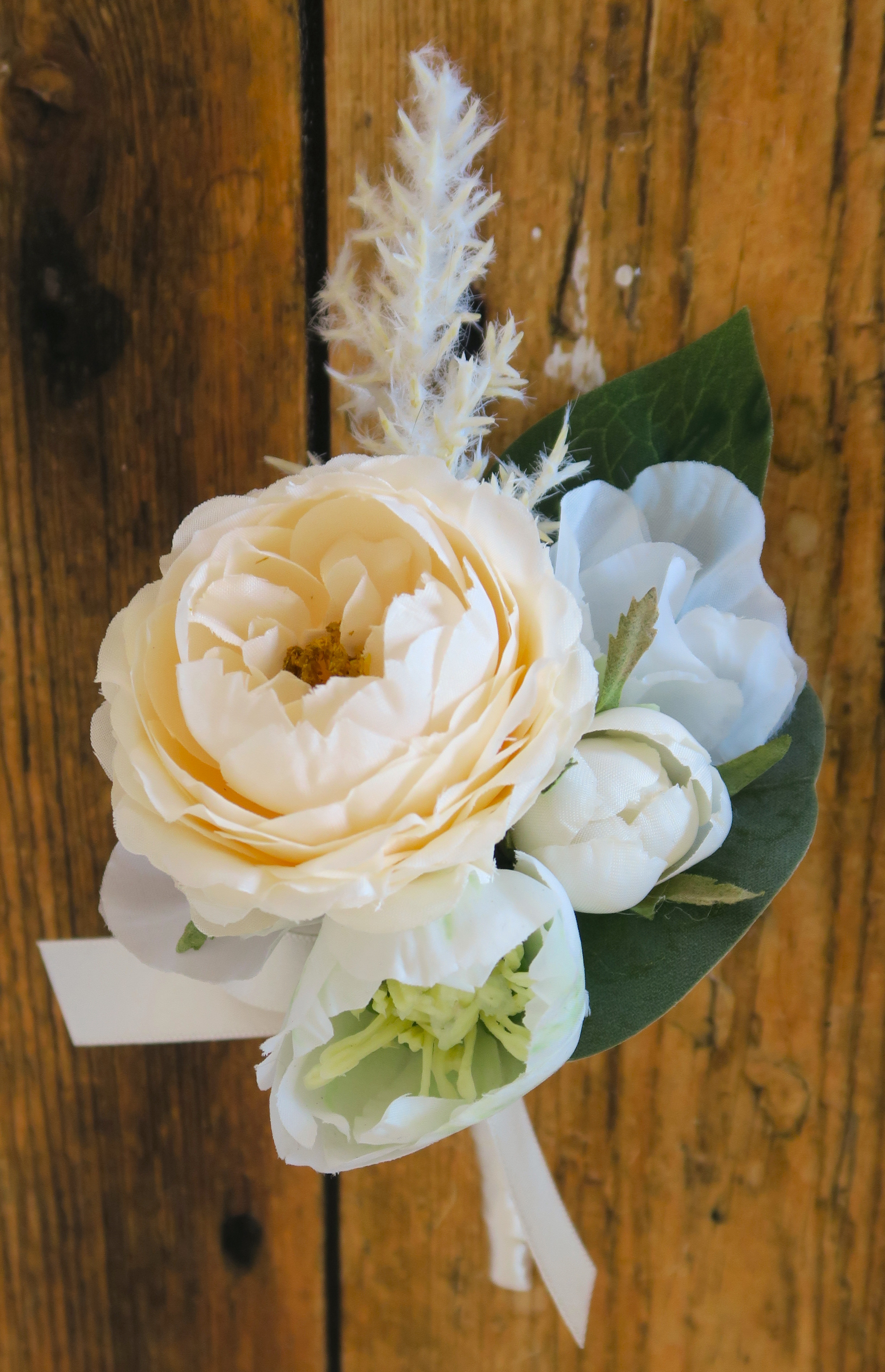 【送料無料】ナチュラルクラッチブーケ　ブートニアセット　アーティシャルフラワー