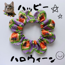 ハロウィン、ゴスロリ②(パープル)わんちゃん猫ちゃん用襟つき首輪 ハロウィン猫‍のザビエル首輪 × パープル] 猫 首輪 ザビエル首輪