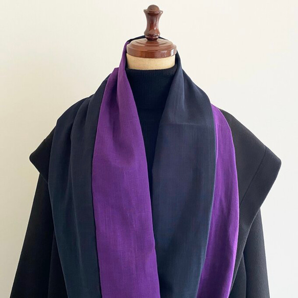 日本製造 100%棉 snood 雙色紫色 x 深藍色 第3張的照片