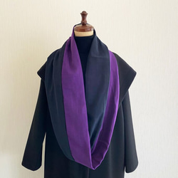 日本製造 100%棉 snood 雙色紫色 x 深藍色 第9張的照片