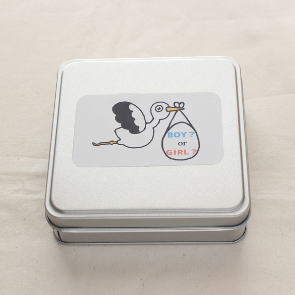 双子ちゃん用！ジェンダーリービール専用、性別発表、サプライズに最適クッキー缶、なんと2卵生双生児にも対応！　 13枚目の画像