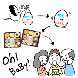 双子ちゃん用！ジェンダーリービール専用、性別発表、サプライズに最適クッキー缶、なんと2卵生双生児にも対応！　 11枚目の画像