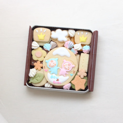 双子ちゃん用！ジェンダーリービール専用、性別発表、サプライズに最適クッキー缶、なんと2卵生双生児にも対応！　 2枚目の画像