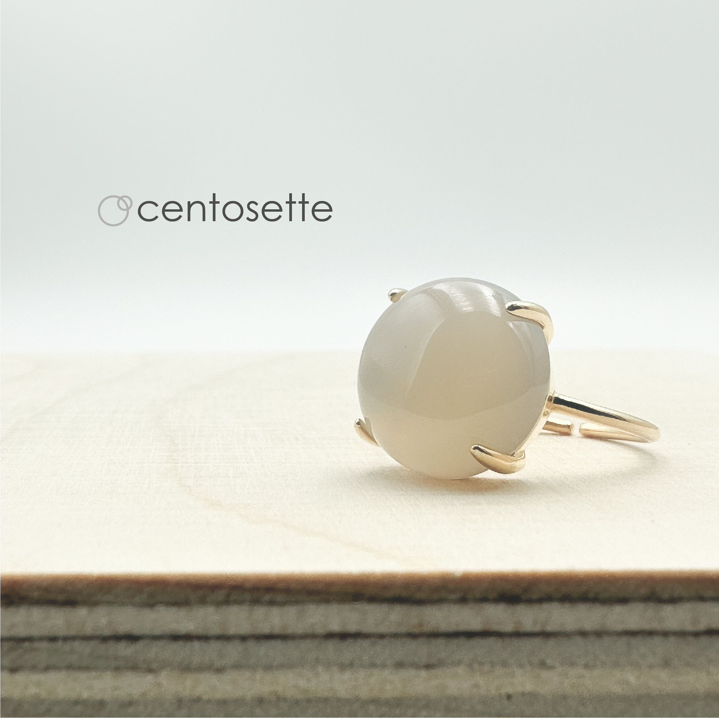 グレーオニキスの4本爪シンプルSV925フリーサイズリング/リング台カラー選択可