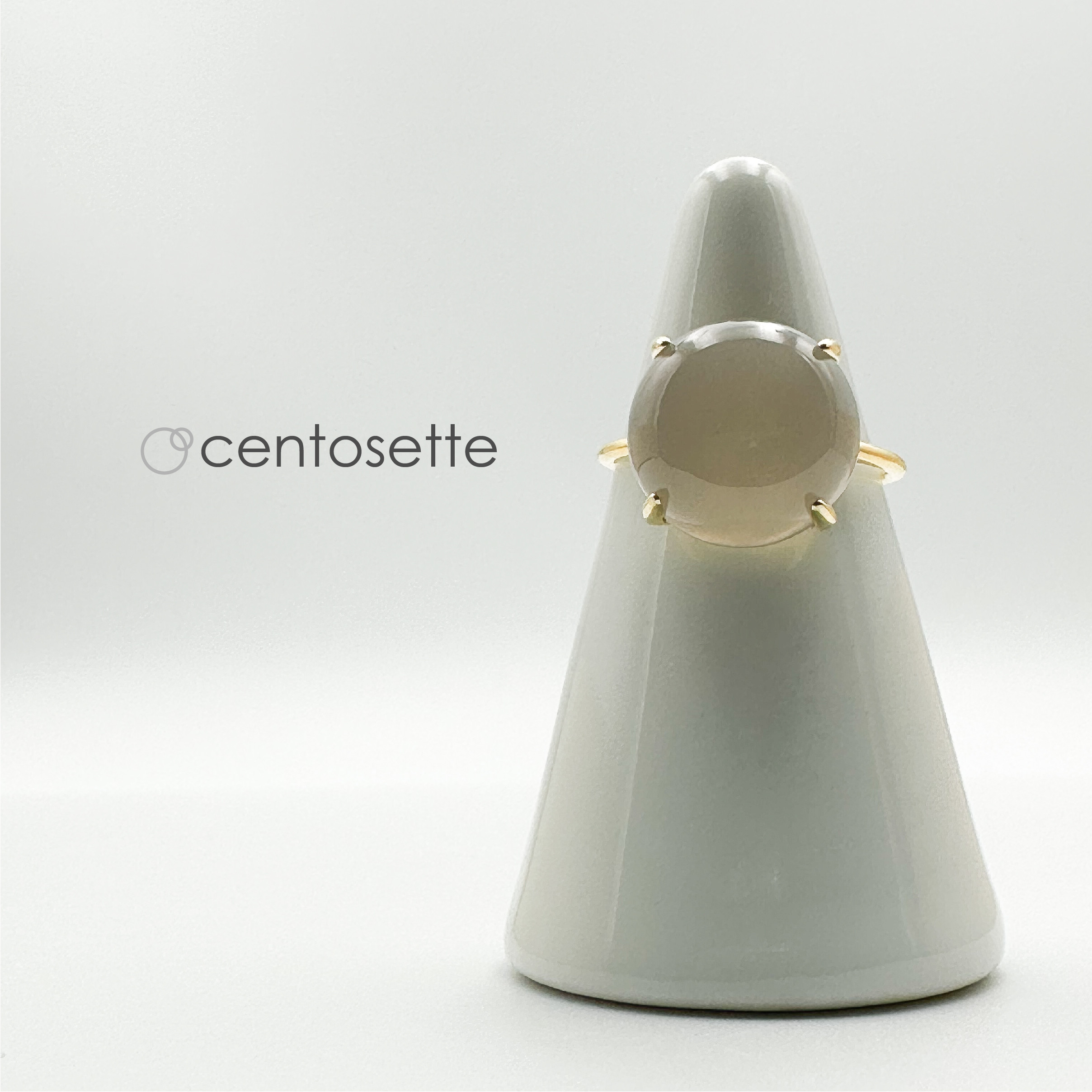 グレーオニキスの4本爪シンプルSV925フリーサイズリング/リング台カラー選択可