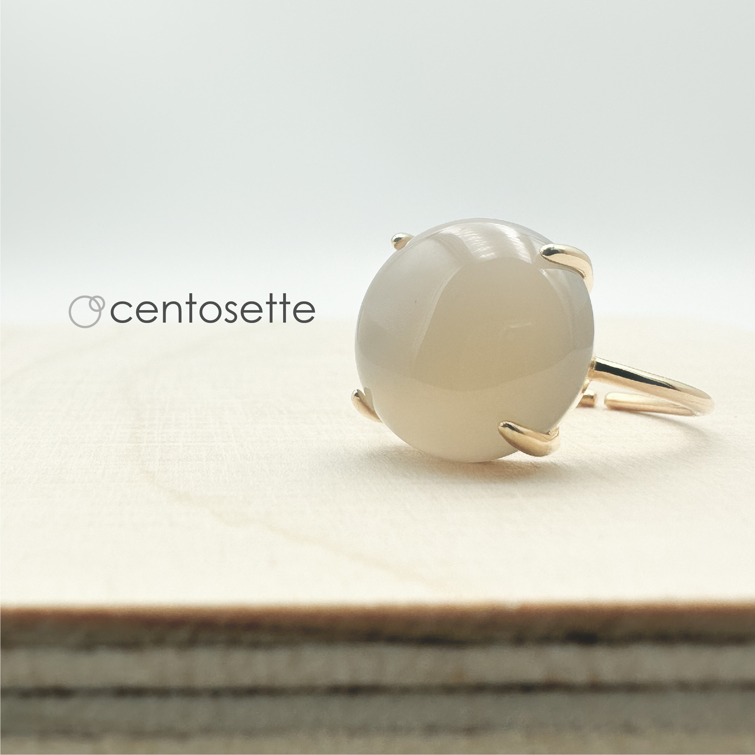 グレーオニキスの4本爪シンプルSV925フリーサイズリング/リング台カラー選択可