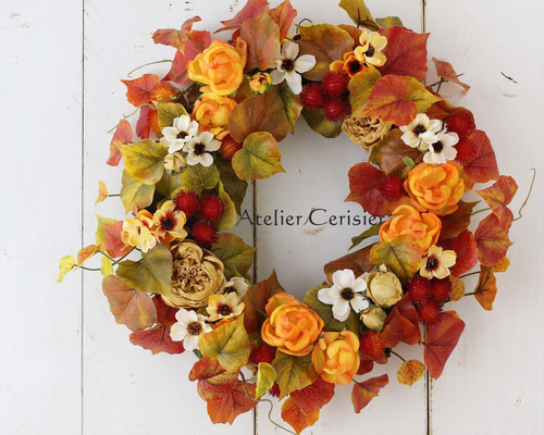 フラワーリースアーティフィシャルフラワークリスマス31cm造花#117