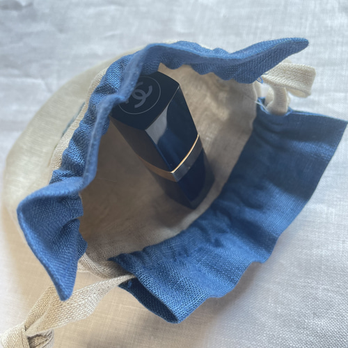 大人可愛い薔薇の巾着袋 リネン刺繍巾着袋 コスメ入れ 薬入れ お菓子