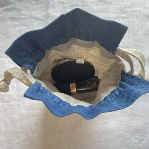 大人可愛い薔薇の巾着袋 リネン刺繍巾着袋 コスメ入れ 薬入れ お菓子