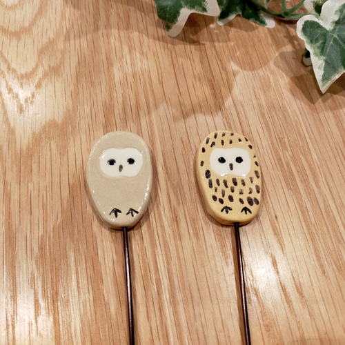 ふくろう】陶器 ガーデンピック 多肉ピック 大きめ その他インテリア