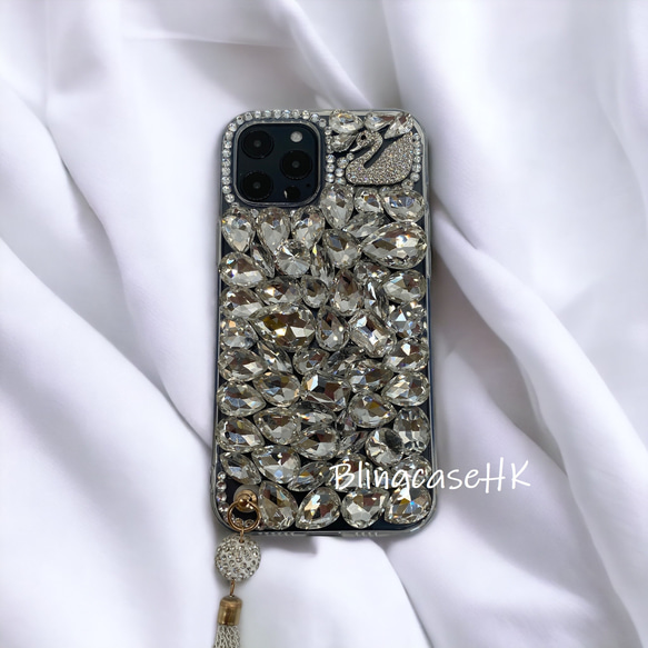 送料無料 ブリング ラインストーン ダイヤモンド iPhone 全機種対応 Samsung ケース クリア スマホケース 2枚目の画像