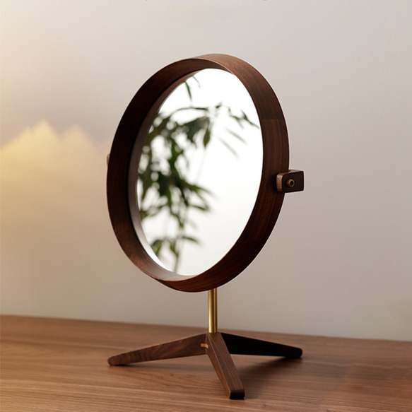 ウォールミラー 木製 卓上 鏡  ミラー 姿見 1枚目の画像