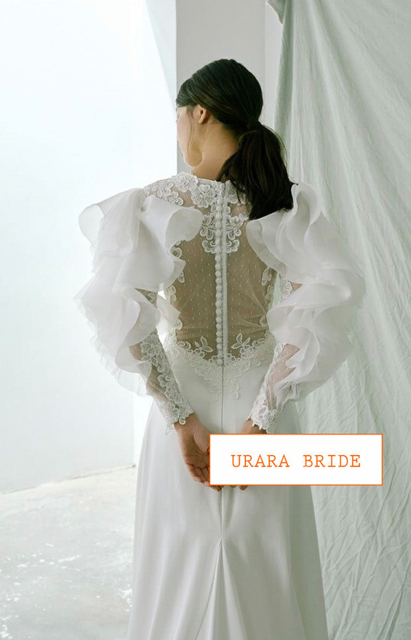 ソフトマーメイド ボリューム袖 ウエディングドレス 二次会 バスト ウエスト ヒップ