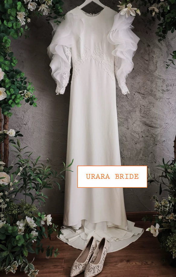 ソフトマーメイド ボリューム袖 ウエディングドレス 二次会 バスト ウエスト ヒップ