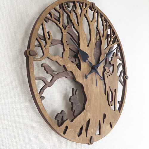 壁掛けオブジェ時計《森のどうぶつたち》 掛け時計・置き時計 Qui-chi