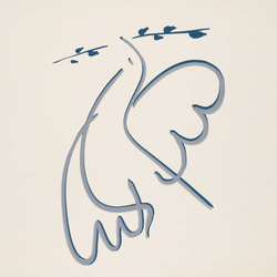 ピース 平和 オリーブの枝を加えた鳩のイラスト アートプリントポスター 5枚目の画像