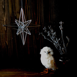 ヒンメリ★「ポラリス」大サイズ スター 星 オブジェ 野外使用可なアルミ製　幾何学オブジェ　シルバー　クリスマスオーナメ 4枚目の画像