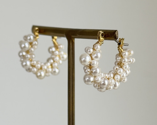 国産貝パール】ゴールド/フープピアス/イヤリング サージカル