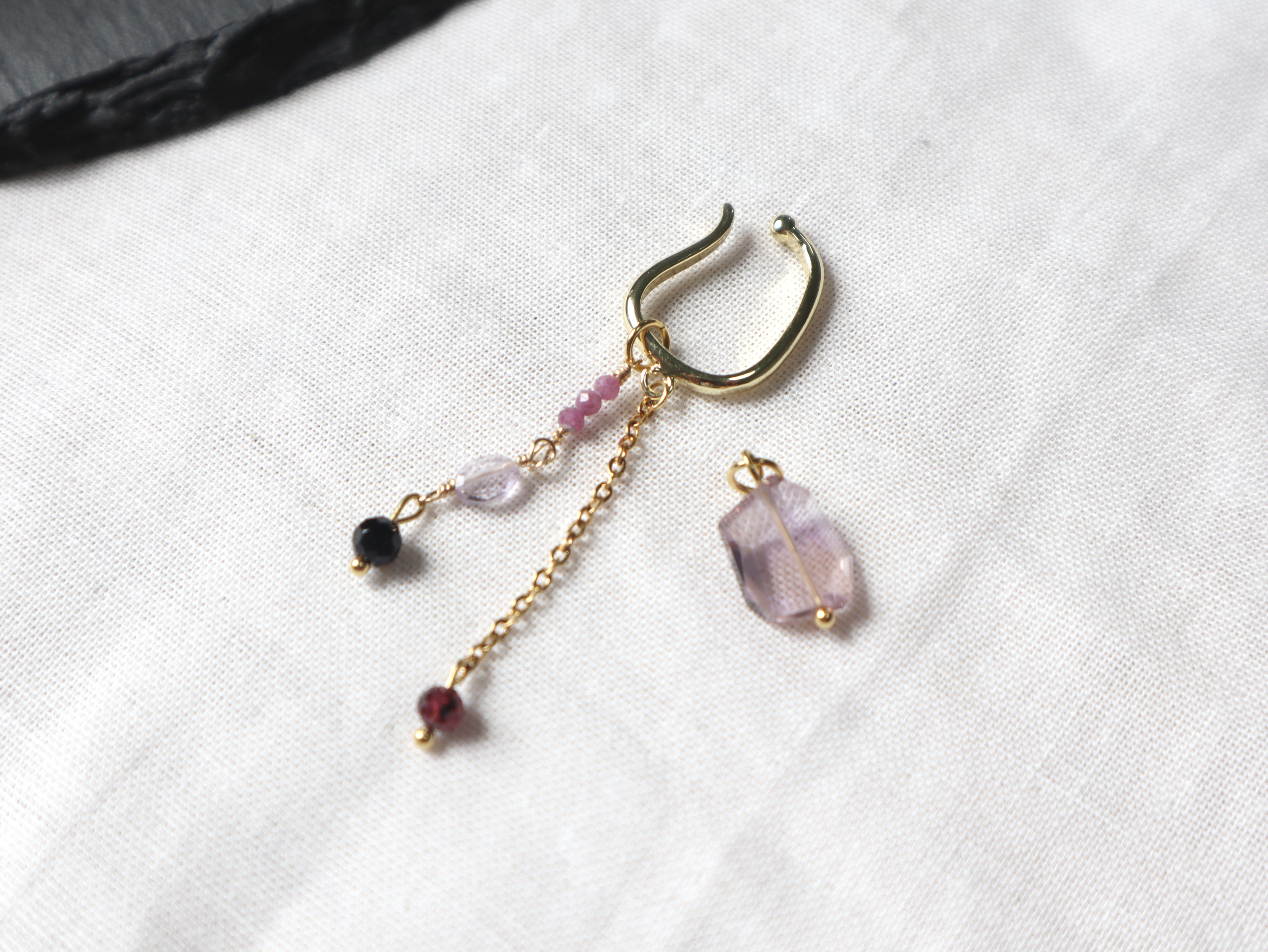 【4点セット割引】蠍座ディープカラー星座石のお守りピアス　イヤリング　イヤーカフ　ネックレス　ブレスレット　天然石　福袋