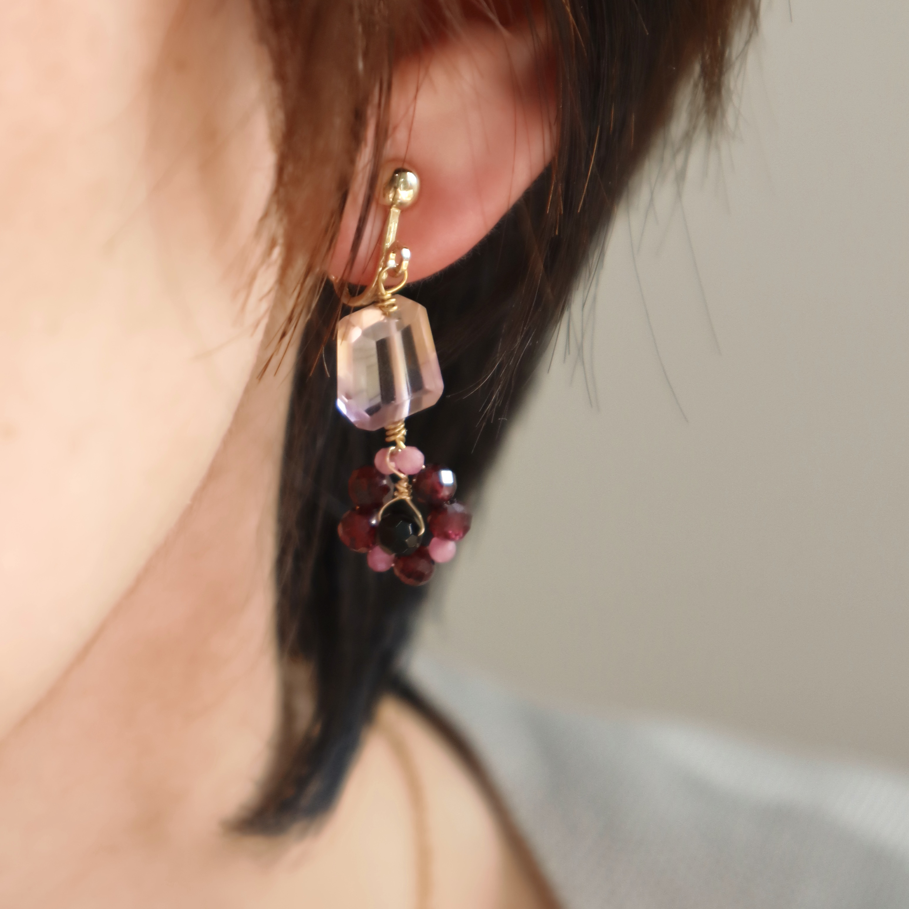 【4点セット割引】蠍座ディープカラー星座石のお守りピアス　イヤリング　イヤーカフ　ネックレス　ブレスレット　天然石　福袋