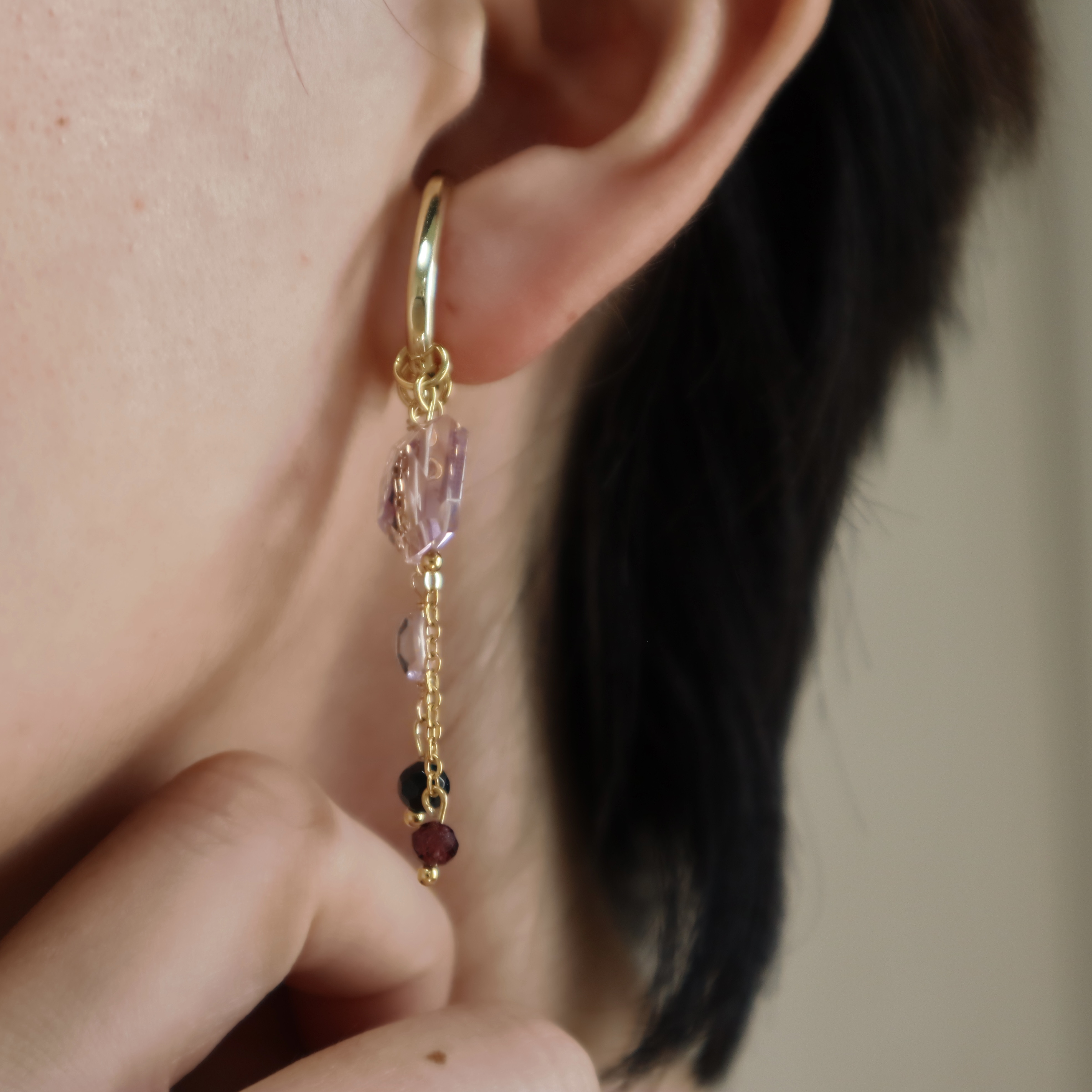 【4点セット割引】蠍座ディープカラー星座石のお守りピアス　イヤリング　イヤーカフ　ネックレス　ブレスレット　天然石　福袋