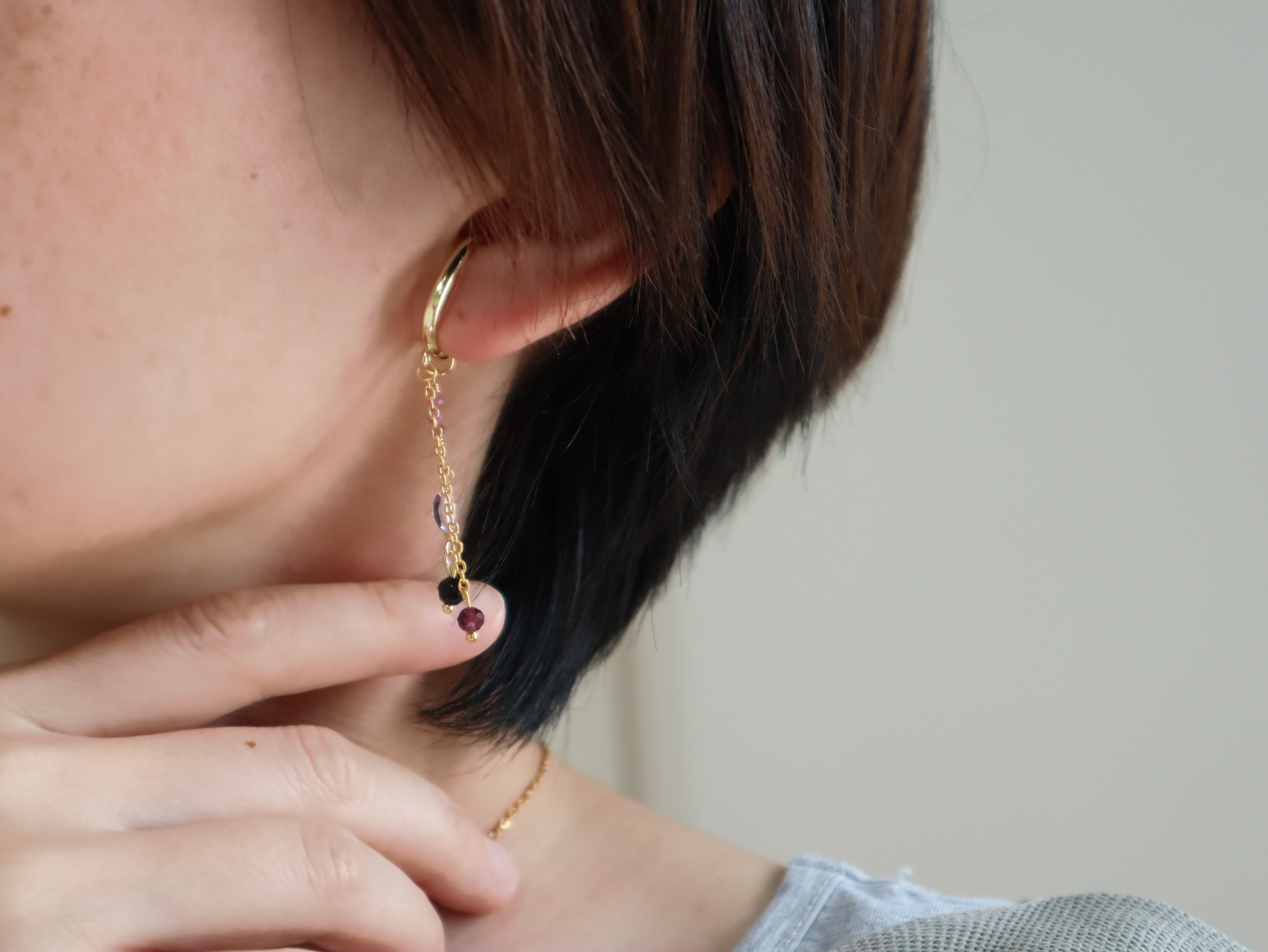 【4点セット割引】蠍座ディープカラー星座石のお守りピアス　イヤリング　イヤーカフ　ネックレス　ブレスレット　天然石　福袋