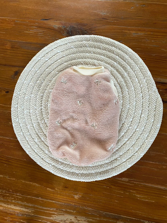 犬服！リボン刺繍ボア　ピンク⭐︎XS.S.M.DXS.DS.DM 4枚目の画像