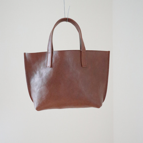 本革ミニトートバッグ＊ランチトート＊チョコレートカラー＊近所へのお