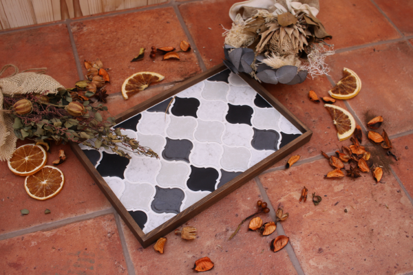 『オータムカラー』ランタン型モザイクタイルのランチトレー