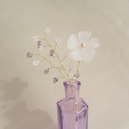 しずくビーズのお花〈パープル〉｜花瓶に飾るワイヤーフラワー アート