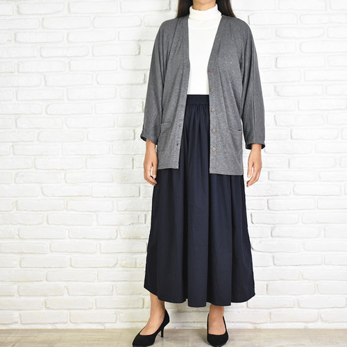 再販 コットン素材大人のふんわりギャザーのフレアスカート