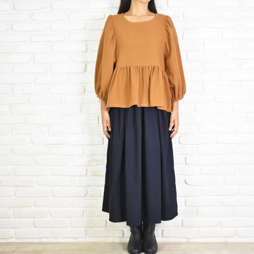 再販 コットン素材大人のふんわりギャザーのフレアスカート