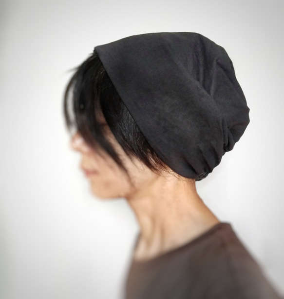 ターバンな帽子　レオパード+黒 2枚目の画像