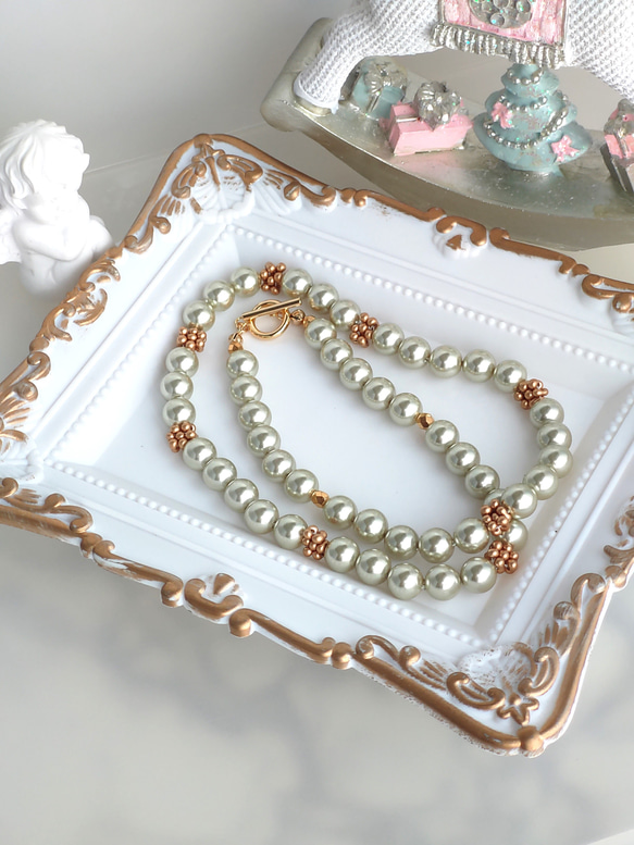 パールとファルファーレのネックレス【クラシック】（2種類） 5枚目の画像