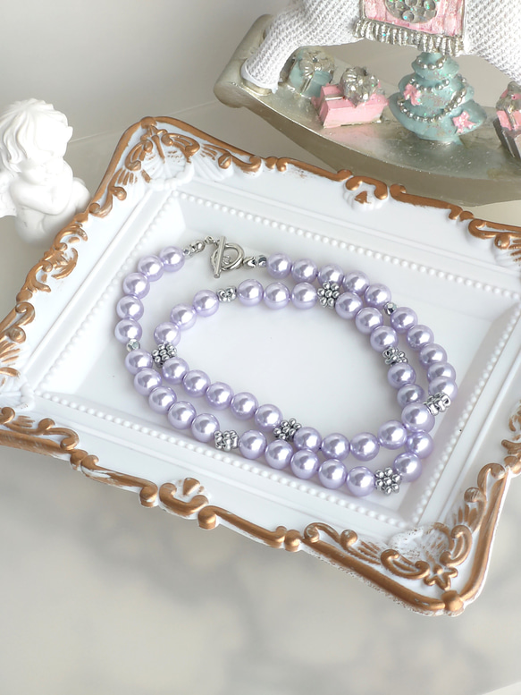 パールとファルファーレのネックレス【クラシック】（2種類） 6枚目の画像