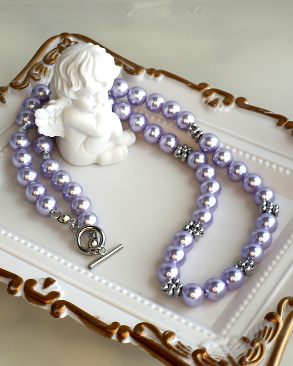 パールとファルファーレのネックレス【クラシック】（2種類） 2枚目の画像