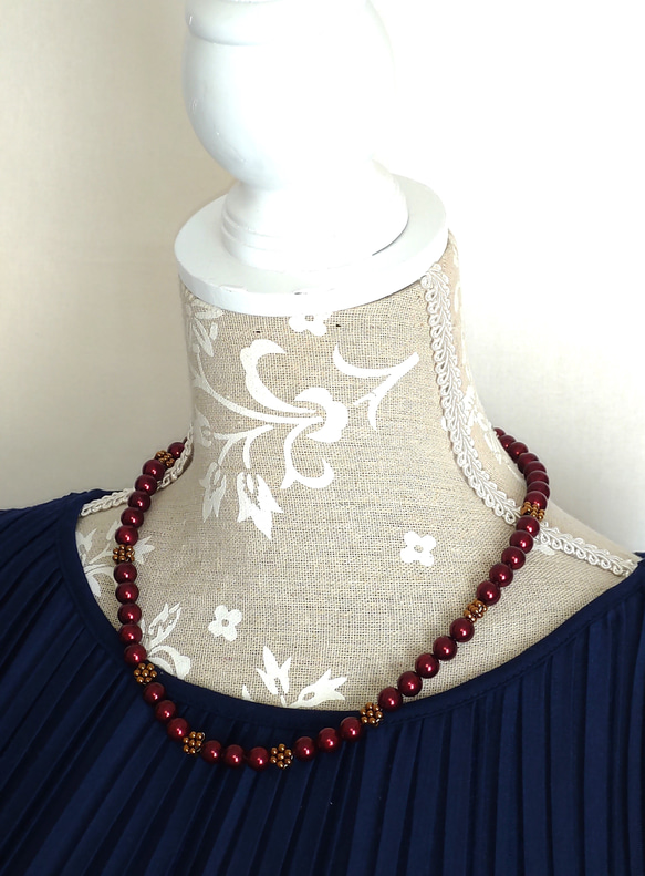 パールとファルファーレのネックレス【モダン】（３種類） 9枚目の画像