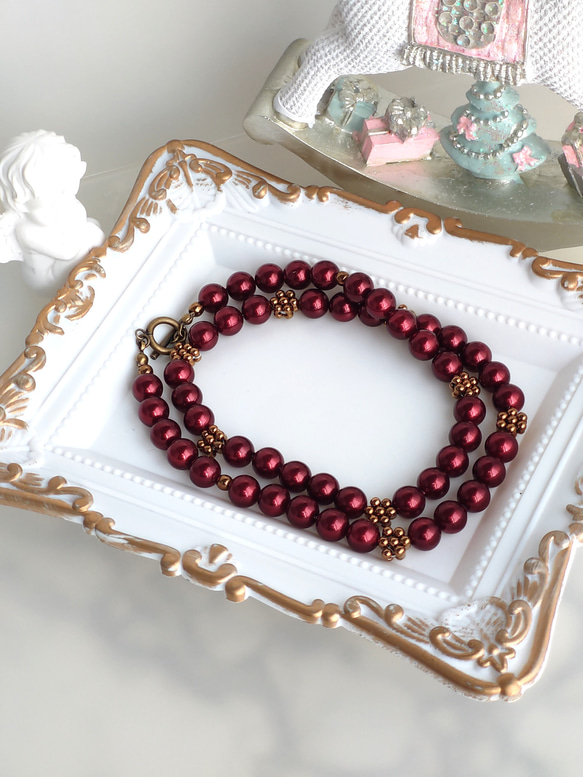 パールとファルファーレのネックレス【モダン】（３種類） 6枚目の画像