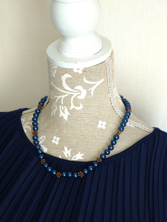 パールとファルファーレのネックレス【モダン】（３種類） 7枚目の画像